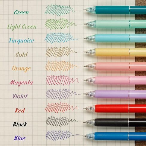 Retractable Ballpoint Pens Assorted Colors 0.7mm, Medium Point with Super Soft Grip, Christmas Multicolor Pens Gifts - 10 Pack in Kuwait