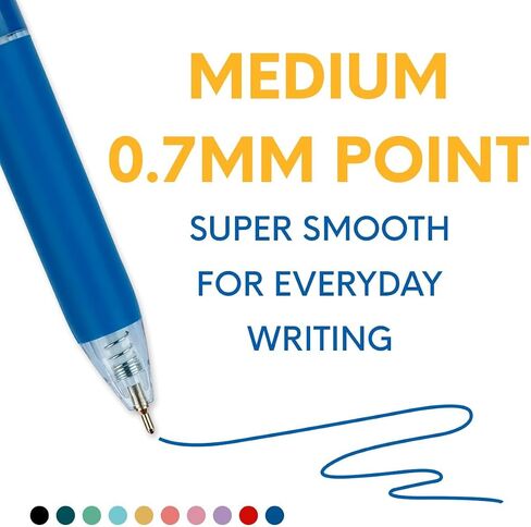 Retractable Ballpoint Pens Assorted Colors 0.7mm, Medium Point with Super Soft Grip, Christmas Multicolor Pens Gifts - 10 Pack in Kuwait