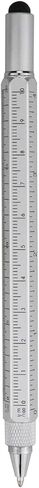 HeTaoCat Gifts Multi Tech Tool Pen 6 in 1 Stylus Pen - Screwdriver Pen with Ruler, Levelgauge, Ballpoint Pen Black Ink (Silver) in Kuwait