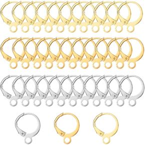 150Pcs Earring Hoops for Jewelry Making Round Hypoallergenic Hoop Earrings for Jewelry Making Stainless Steel Lever Back Clasp Hoop for DIY Earring Making (Silver & Gold & KC Gold)