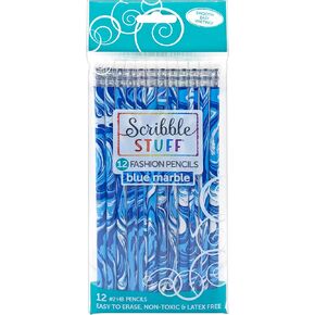 مجموعة أقلام رصاص عصرية من RoseArt Scribble Stuff، إصدار رخامي أزرق ممتع، العودة إلى المدرسة غير مشحونة، 12 قطعة in Kuwait