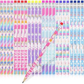 Unicorns Pencils Rainbow HB Pencils Erasable Cute Graphite Pencil Fun Pencils for Kids Unicorn Pencils Favors Unicorn Party Pencils with Erasers for Birthday Party Office School Supplies (36)