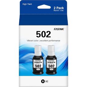 Compatible 502 Black Ink Bottle Replacement for Epson 502 Use with EcoTank ET-4760 ET-2760 ET-2750 ET-3760 ET-3750 ET-4750 ET-2700 ET-3700 ET-15000 ET-3710 ET-2850 ET-3830 ET-3850 Printer