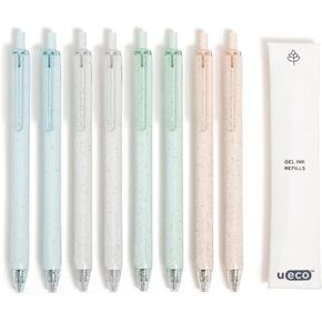 U Brands U-Eco Recycled Gel Click Pens, Set of 12, Pastel Speckle, Medium (0.7 mm) Point, Black Ink