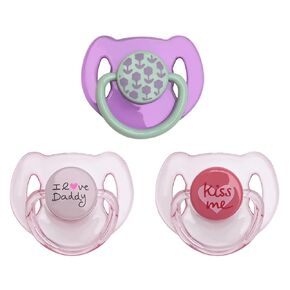 Cute Pink Purple Magnetic Pacifiers 3 Piece Set for Reborn Baby Dolls Girl Feeding Toy Accessories