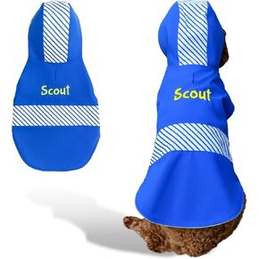 GoTags Dog Raincoat with Hood, Personalized Waterproof Dog Coat with Name for Cold Weather, Custom Embroidered Winter Rain Jacket with Warm Fleece Lining, Dog Apparel Poncho Vest (Blue, Medium)
