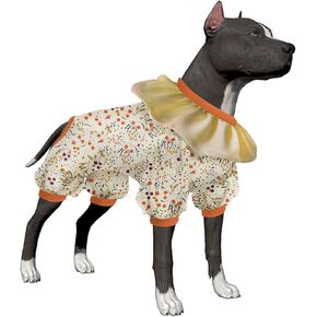LovinPet Large Dogs Clothes, Large Dog Pajamas, Anti Licking Dog Recovery Suit, Lightweight Fashion Hill Flowers Red, Pink, Green Prints Dog Clothing, UV Protection, Easy Wearing Dog Jumpsuit XXL