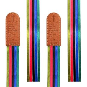 4 Pieces Bible Ribbons Bookmarks Bible Bookmark Artificial Leather Bookmark with Colorful Ribbons, Bookmark Bible Verse Inspirational Bookmarks