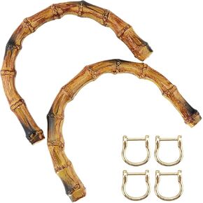 2pcs Handbag Handles Imitation Bamboo Bag Handles Replacement for Handbag Handcrafted DIY Bags Accessories with Link Buckle Bamboo Purses Handles