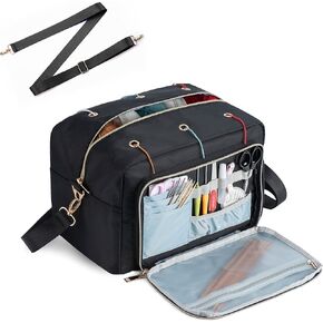 Crochet Bag, Yarn Storage Organizer with Adjustable Shoulder Straps, Yarn Bag for Crochet Accessories, Knitting Needles & Crochet Hooks