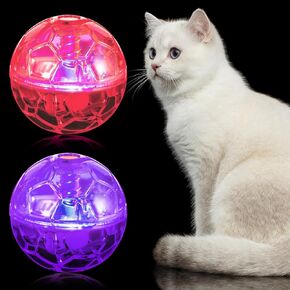 2 Piece Cat Ball Ghost Hunting Light up Cat Balls Toys Motion LED Motion Activated Flash Cat Ball Glowing Lighted Dog Interactive Toys Pet Glowing Mini Running Exercise Ball Toys for Animals Activity