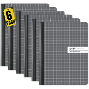1InTheOffice Composition Notebooks, Graph Ruled Paper, Grid Notebook, Graph Notebook, 9.75" x 7.5, 100 Sheets (6 Pack)