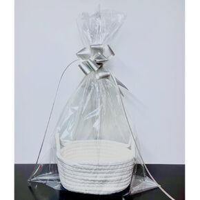ZipSeven Cellophane Bags Clear Basket Bags with Ribbon Bows, 20in x 14in Large Clear Cellophane Wrap for Gift Baskets Cello Bags Wedding Gift Essential (5)
