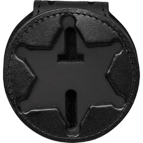 Perfect Fit Badge Holder 6 Point Star NY County Sheriff Badge Belt Clip and Neck Chain Black Leather (Cutout 46) in Kuwait