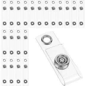 20 Pcs ID Badge Clip Clear ID Badge Holder Straps with Snap and Eyelet Plastic Badge Clips Lanyard Clips Badge Holder Clip Replacement Attachment for Badges Lanyards