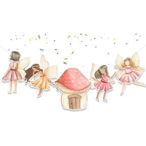 Fairy Birthday Banner Cute Fairies 1st Birthday Party Supplies | Baby Shower| Birthday Decorations for Garden Theme Party