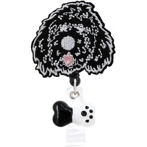 Doodle Dog Puppy Retractable Name Card Badge Holder Reel with Alligator Clip, 24 inches Thick Pull Cord (Golden)