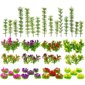 Warmtree 75 Pcs Mixed Diorama Green Miniature Colorful Flower Cluster Trees for DIY Crafts, Building Model Diorama Supplies Scenery Multicolor