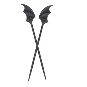 kreepsville 666 Gothic Bat Wing Hair Sticks Vampire Accessory, 1 Count (Pack of 1), Black