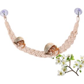 Hermit Crab Climbing Toys, Hanging Hermit Crab Climbing Rope Ladder with 2 Suction Cup, Hermit Crab Supplies, Reptile Vines Toys Habitat Decor for Geckos Lizards Snakes Tree Frogs and More (23.6 inch)