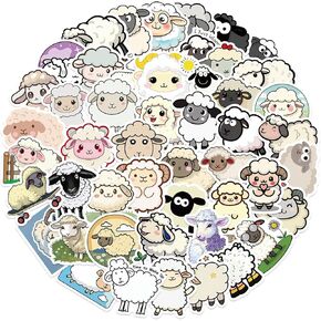 50Pcs Sheep Stickers, Lamb Stickers and Decals, Sheep Gifts for Women, Girls - Lamb Party Favors, Lamb Birthday Party Decorations, Sheep Gifts for Sheep Lovers, Farm Animal Stickers (Sheep)