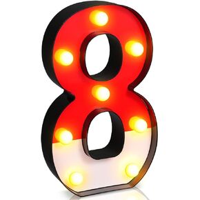 Mudder Red and White Light up Numbers Party Decorations, LED Anime Cartoon Pattern Glowing Numbers, Birthday Table Centerpieces Cartoon Animated Birthday Party Supplies, 8.58 x 5.2 Inches(9)