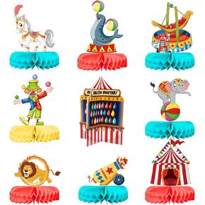 9 Pcs Carnival Circus Honeycomb Centerpieces Carnival Theme Party Decorations Carnival Circus Table Toppers Carnival Centerpieces for Table