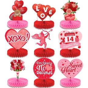 KatchOn, Valentines Day Centerpiece for Table - Pack of 9 | Pink Valentines Day Table Decorations | Red Valentines Centerpieces for Tables for Valentines Table Decorations | Valentines Decorations