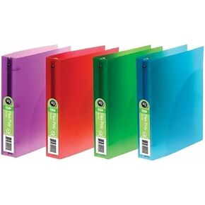 4-pack Acco Flex Poly Translucent Binders, 1 Inch Capacity, Letter Size, Round Ring, Extra Large Pockets, Blue, Green, Purple, Red color may vary