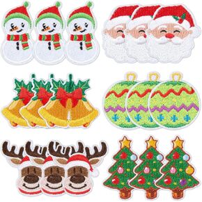 18Pcs Christmas Embroidered Iron on Patches Christmas Theme 6 Styles Sew On/Iron On Applique Embroidered Patches for Jackets Jeans Pants Socks Backpacks Hats Decor (6 Christmas Styles)