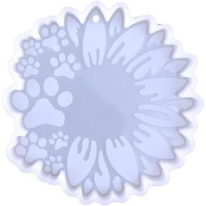 Sunflower Dog Paw Keychain Silicone Molds,Epoxy Resin Molds Shiny Glossy Silicone Resin Molds,DIY Pendant Ornaments Epoxy Resin Crafting Molds,Resin Casting Molds Jewelry Casting Supplies (Blue)