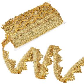 SUPERFINDINGS 14.22 Yards(13m) Gold Triangle Lace Ribbon Decorated Gimp Trim Sequin Metallic Trim Lace Paillettes Sequin Lace Sewing Craft Supplies for Christmas Halloween Decoration DIY Crafter