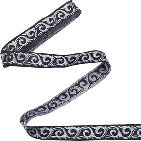 GORGECRAFT 7.6 Yards Vintage Jacquard Embroidery Ribbon 0.79 Inch Wide Floral Boho Woven Lace Edge Fringe Fabric Upholstery Trim Applique for Sewing Clothing Curtain Gift Wrapping Garment Decor Black
