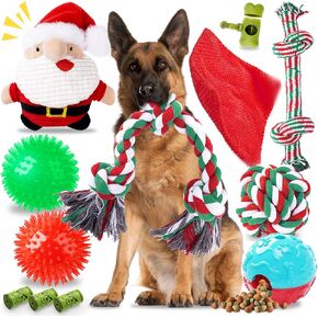 Zeaxuie Heavy Duty Various Dog Chew Toys for Aggressive Chewers - 9 Pack Value Set Includes Indestructible Rope Toys & Squeaky Toys for Medium, Large & X-Large Breeds (for Regular Chewers)