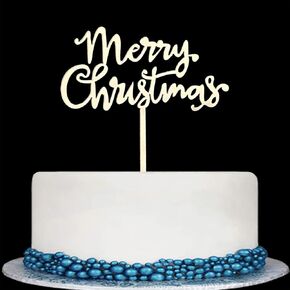 Merry Christmas Cake Topper, Mirror Silver Christmas Acrylic Cake Decoration, Christmas/Holiday/Xmas Eve Party Decorations