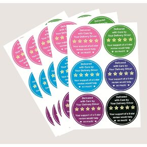 5 Star Review Delivery Labels,2 inch 300pcs Colored Thank You for Your Order Stickers
