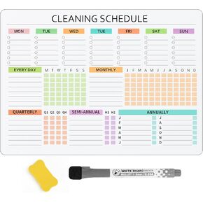 Cleaning Schedules and Checklists Dry Erase Magnetic Cleaning Chores Planner Whiteboard for Refrigerator-Daily Weekly and Monthly Checklist Planner and Household Chore