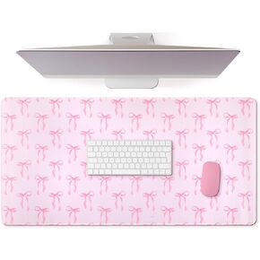 Pink Bows Mouse Pads Cute Kawaii Mouse Pad LargPreppy Trendy Computer Desk Mat for Laptop with Non-Slip Rubber Base Mouse Pad Office Desk Accessories Decor for Women, 31.5 x 15.75 Inches