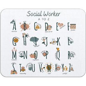 OFlich Social Worker Alphabet Mousepad 9.5×7.9 Inch Non-Slip Rubber Base Square Mouse Pads for Computers Laptop Social Worker Office Home Desk Decor,Social Worker Appreciation Gifts