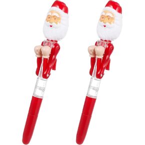 Kisangel 2pcs Christmas Ballpoint Pens Santa Claus Pens Luminous Pen for Christmas Office Home Use