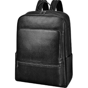 Leather backpack for men, 17.3 inch laptop backpack with laptop compartment, Business travel luxury backpack, Black large 30 L
