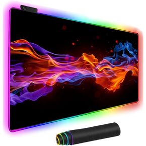 RGB Gaming Mouse Pad Extended Large Led Mousepads Non-Slip Rubber Base with 14 Lighting Modes Computer Keyboard Mat Soft Desk pad Waterproof Passionate