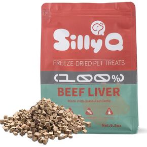 Freeze Dried Beef Liver Dog Treats & Healthy Snacks for Cat,100% Raw Beef Liver Cut Into Pieces,Soft Treats for Training & Rewards,Supplementing Trace Elements 9.5oz