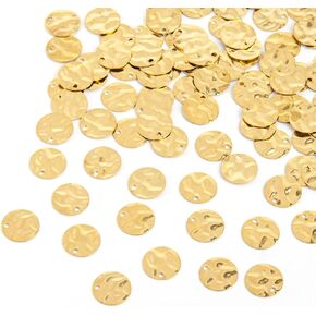 Framendino, 100 Pack Gold Coin Charms Stamping Blanks Plated Disc Pendants Round Flat Charm for DIY Jewelry Making Craft Supplies Women