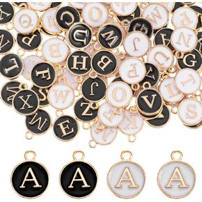 104 Pcs Letter Charms, Necklace Charms, Alphabet Charms for Necklaces Bracelets Double Sided Alphabet Charms Bulk Metal Initial Charms for Necklace Jewelry Making