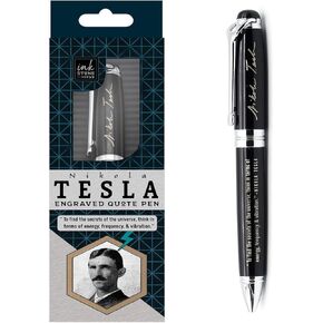 Nikola Tesla Engraved Quote Pen - To Find the Secrets of the Universe, Think in Terms of Energy, Frequency, Vibration. - Gifts for Scientists Engineers Nerds Inventors Intellectuals