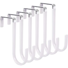 Over Door Hooks for Hanging Clothes, 4 Packs Door Hanger Soft Rubber Surface Prevent Scratches Z Hooks for Bathroom, Living Room, Kitchen,Clothes,Pants,Hat,Shoe Bag,Coat- Pink