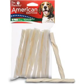 Pet Factory American Beefhide 5" Twist Sticks Dog Chew Treats - Natural Flavor, 10 Count/1 Pack
