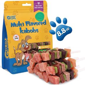 Dog Treats, Multi-Flavored Dog Kabobs Treats, High Protein Dog Chews w/Glucosamine Chondroitin, Made with Real Chicken, Duck, Beef, Rabbit, Salmon