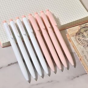 BAYTORY 8Pcs Rotatable Erasable Gel Pens, 0.5 mm Fine Point Smooth Writing Cute Eraser Pen, Quick Drying 4 Blue & 4 Black Ink for Note Taking Journaling Supplies (Pink)